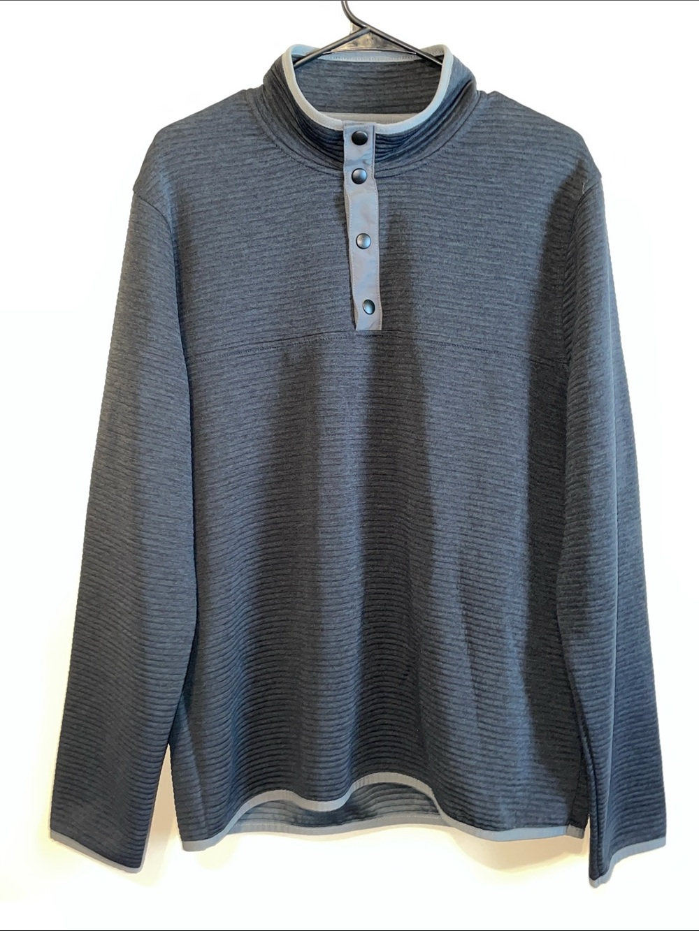 J. Crew Men’s Authentic Fleece Charcoal Gray Quarter Snap Textured Sweatshirt